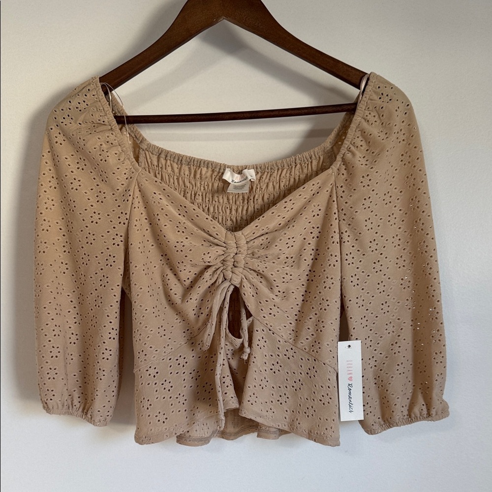 URBAN Romantics Tan Eyelet Blouse